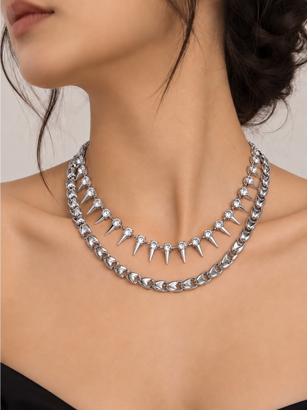 Rivet Rhinestone Necklace